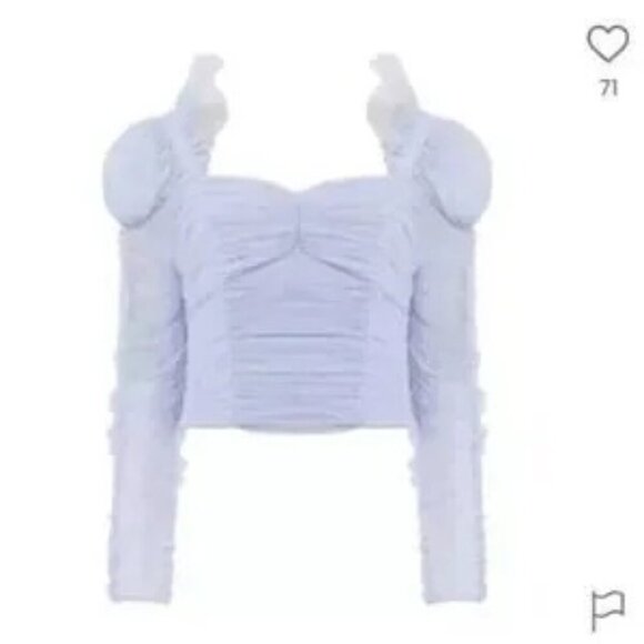 French Connection Lavender Top Edrea Tulle Top Size 12 Ruched Cropped - Picture 5 of 11